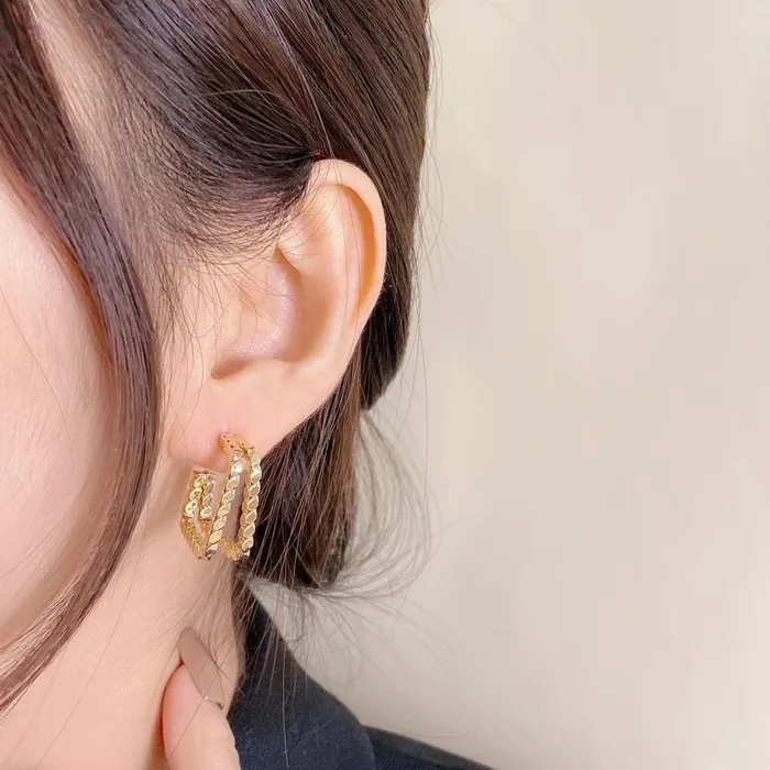 Refined by AnnaKaci Earrings Retro Gold Braided Square Earrings