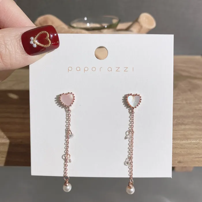 Refined by AnnaKaci Earrings Rose Gold Heart Dangle Earrings
