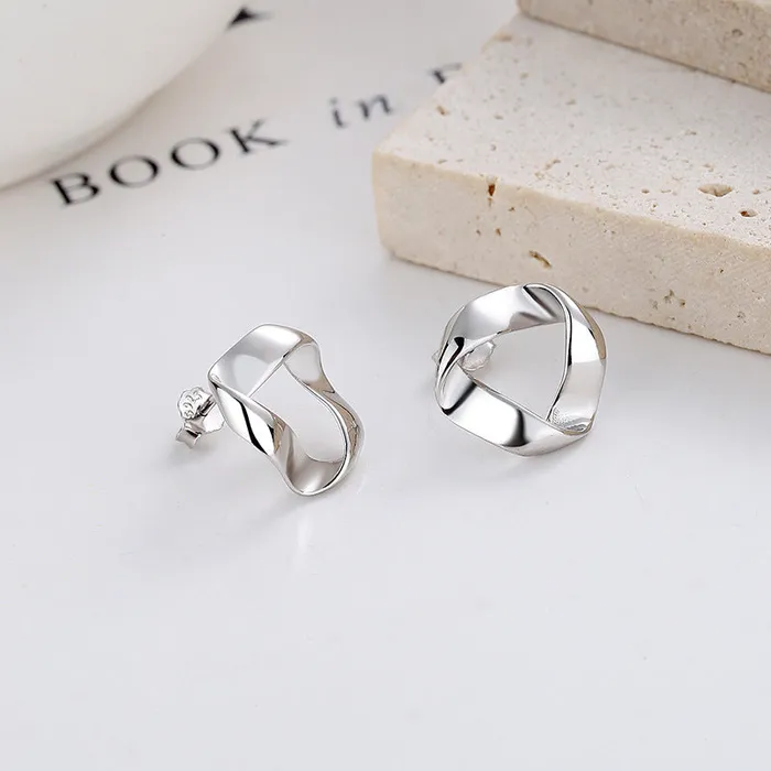 Refined by AnnaKaci Earrings Triangle Twist 925 Sterling Silver Earrings Refined by AnnaKaci Earrings Triangle Twist 925 Sterling Silver Earrings