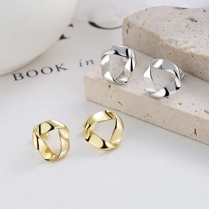 Refined by AnnaKaci Earrings Triangle Twist 925 Sterling Silver Earrings Refined by AnnaKaci Earrings Triangle Twist 925 Sterling Silver Earrings