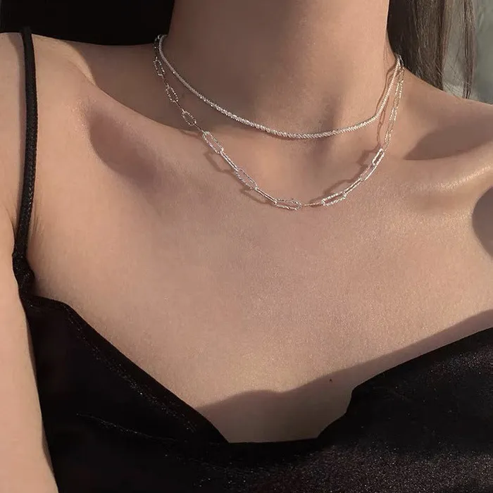 Refined by AnnaKaci Necklaces Classic Silver Chained Necklace