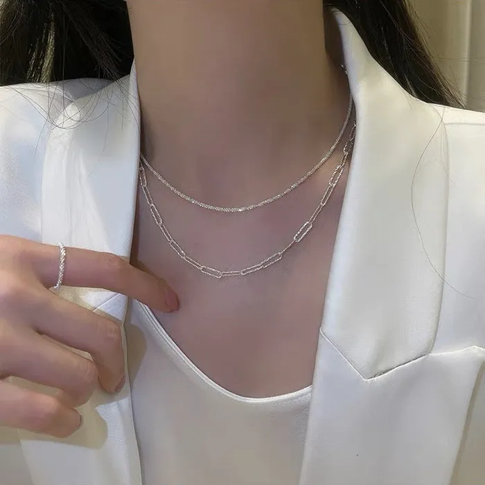 Refined by AnnaKaci Necklaces Classic Silver Chained Necklace