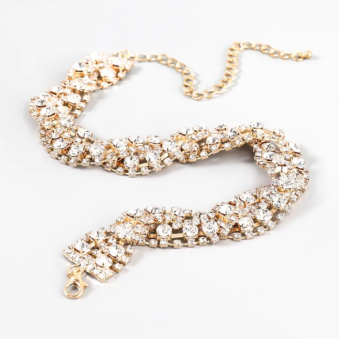 Refined by AnnaKaci Necklaces Fancy Crystal Embellished Wavy Chocker Necklace