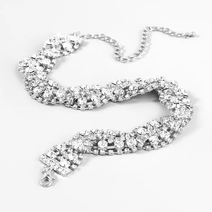 Refined by AnnaKaci Necklaces Fancy Crystal Embellished Wavy Chocker Necklace Refined by AnnaKaci Necklaces Fancy Crystal Embellished Wavy Chocker Necklace