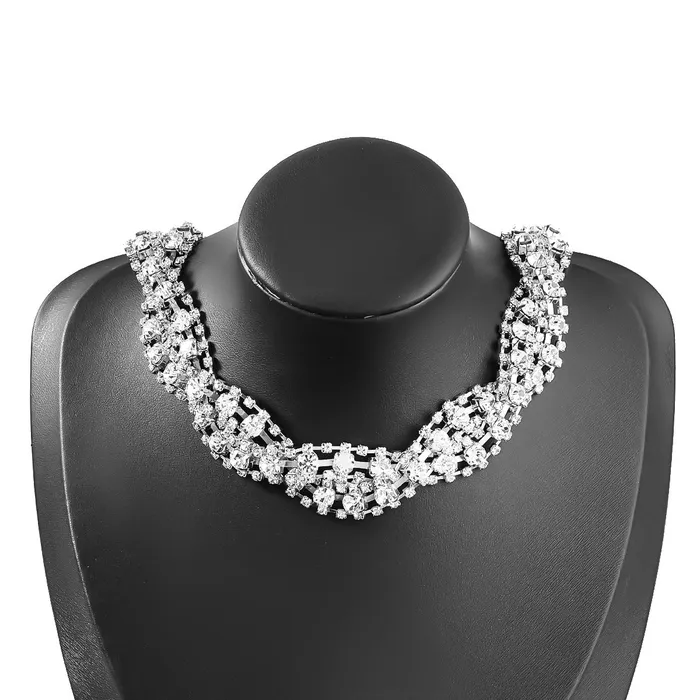 Refined by AnnaKaci Necklaces Fancy Crystal Embellished Wavy Chocker Necklace Refined by AnnaKaci Necklaces Fancy Crystal Embellished Wavy Chocker Necklace
