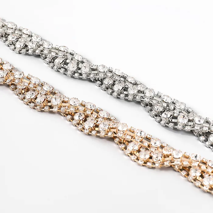 Refined by AnnaKaci Necklaces Fancy Crystal Embellished Wavy Chocker Necklace Refined by AnnaKaci Necklaces Fancy Crystal Embellished Wavy Chocker Necklace