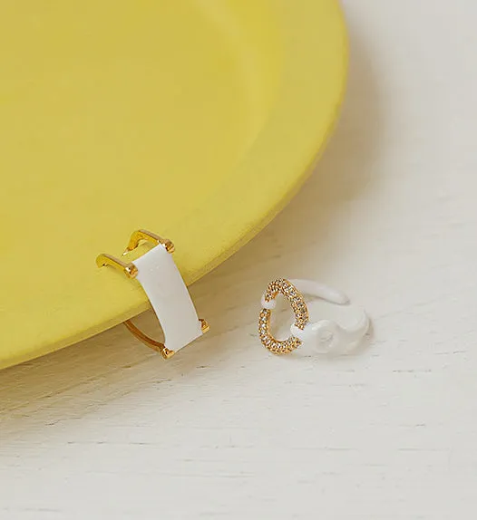 Refined by AnnaKaci Rings Abstract White Geometric 18K Gold Plated Ring