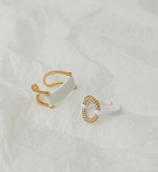 Refined by AnnaKaci Rings Abstract White Geometric 18K Gold Plated Ring