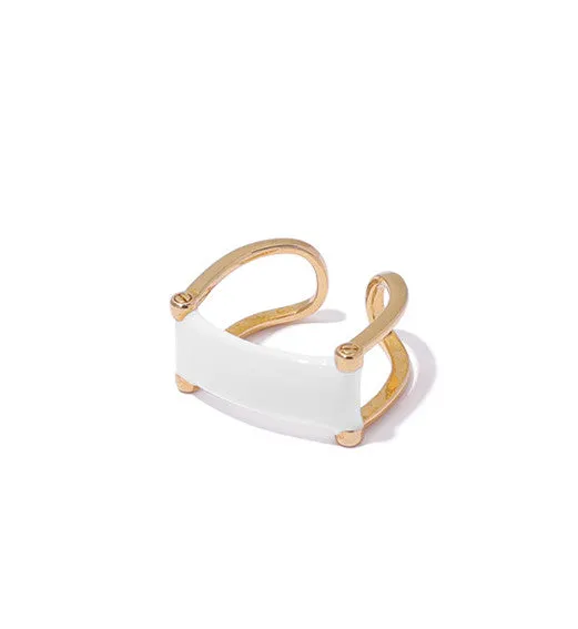Refined by AnnaKaci Rings Abstract White Geometric 18K Gold Plated Ring