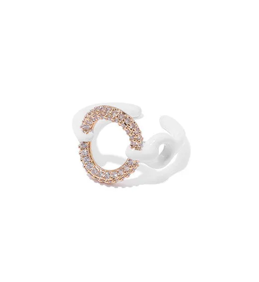 Refined by AnnaKaci Rings Abstract White Geometric 18K Gold Plated Ring