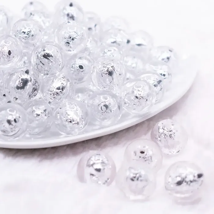 Rings 16mm Silver Foil Bubblegum Beads The BumbleBead Company