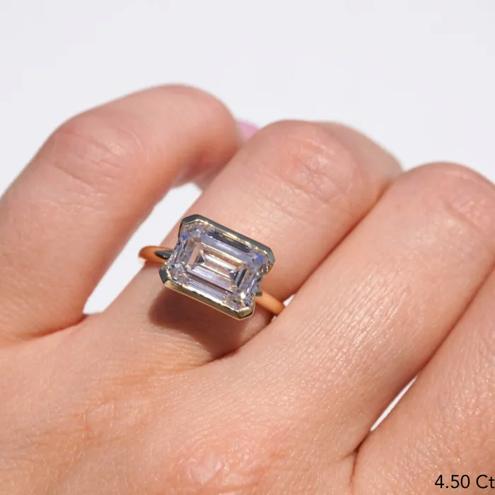 Rings Happy Jewelers Emerald Lab Diamond EastWest Bezel Engagement Ring