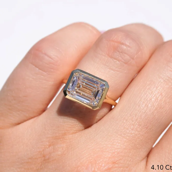 Rings Happy Jewelers Emerald Lab Diamond EastWest Bezel Engagement Ring