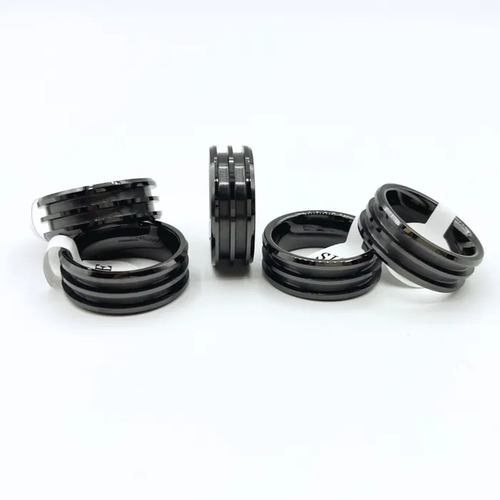 Rings Patrick Adair Supplies 5 Pack Black Ceramic DoubleChannel Ring Blanks