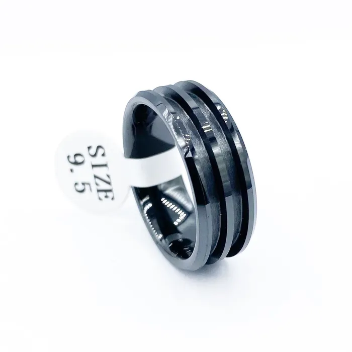 Rings Patrick Adair Supplies 5 Pack Black Ceramic DoubleChannel Ring Blanks