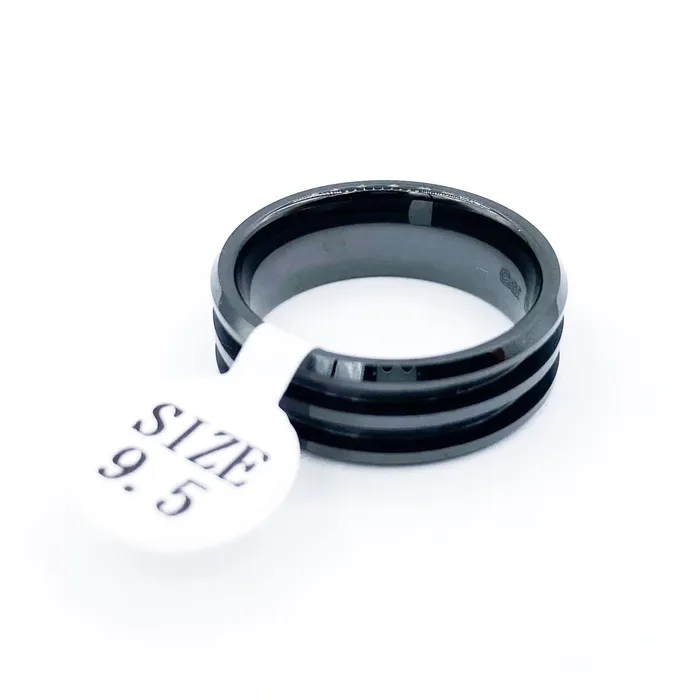 Rings Patrick Adair Supplies 5 Pack Black Ceramic DoubleChannel Ring Blanks
