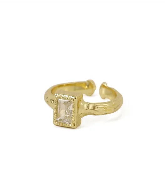Rings Refined by AnnaKaci Classy Geometric Crystal Gold Ring