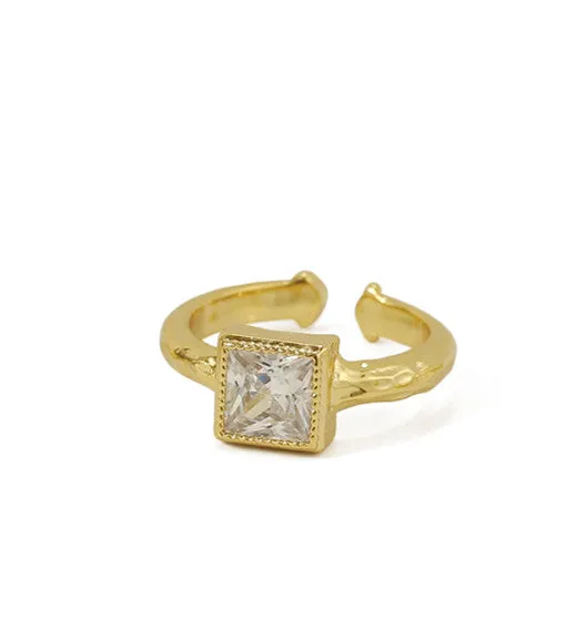Rings Refined by AnnaKaci Classy Geometric Crystal Gold Ring