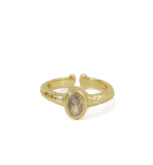 Rings Refined by AnnaKaci Classy Geometric Crystal Gold Ring