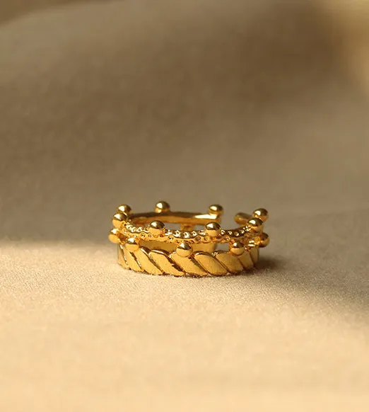Rings Refined by AnnaKaci Double Layered Crown Gold Ring