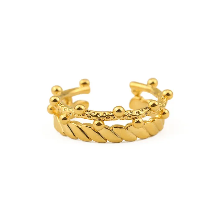 Rings Refined by AnnaKaci Double Layered Crown Gold Ring