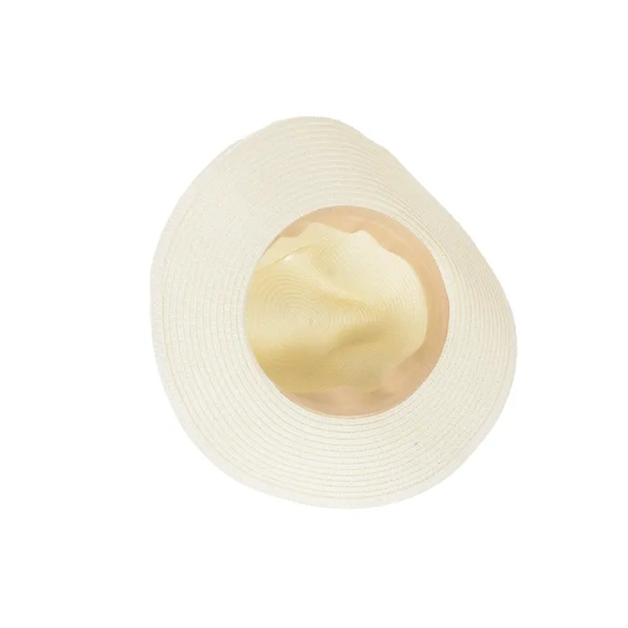 Rings Refined by AnnaKaci Wide Brim Straw Fedora Sun Hat with Black Band Lightweight Packable Summer Panama Hat for UV Protection