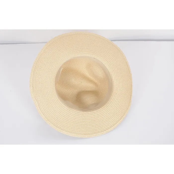 Rings Refined by AnnaKaci Wide Brim Straw Fedora Sun Hat with Black Band Lightweight Packable Summer Panama Hat for UV Protection