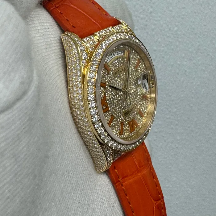 Rolex DayDate 36mm Pave Dial Watch Ref 128158RBR Happy Jewelers Watches Rolex DayDate 36mm Pave Dial Watch Ref 128158RBR Happy Jewelers Watches