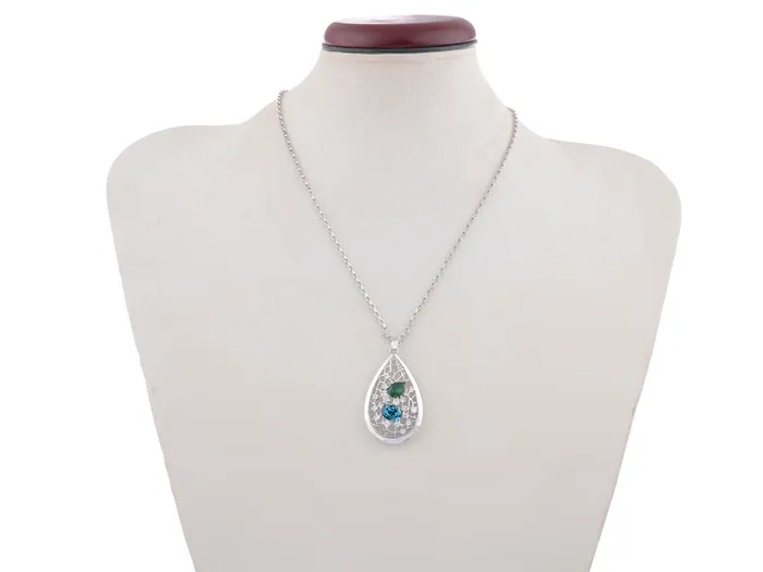 Swarovski Crystal Tear Drop Blue Web Net Pendant Necklace Alilang Necklaces Swarovski Crystal Tear Drop Blue Web Net Pendant Necklace Alilang Necklaces