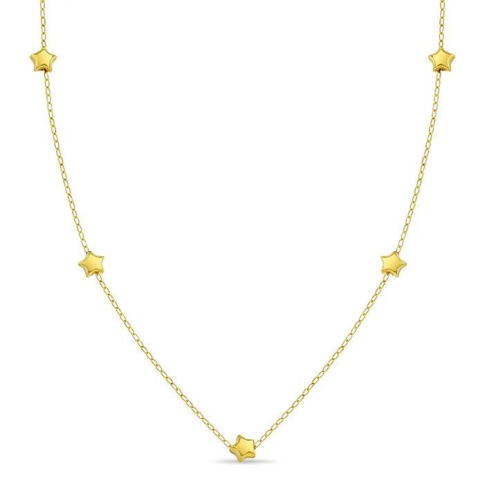 Teen Necklaces Necklaces 14k Gold Puffed Star 16 Kids Teen Necklace