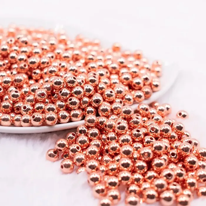 The BumbleBead Company Earrings 6mm Rose Gold Acrylic Spacer Beads