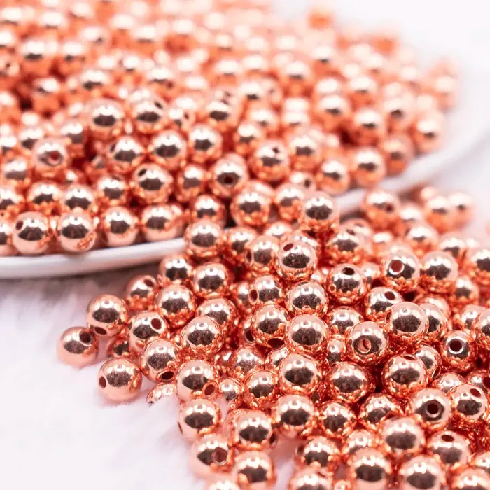 The BumbleBead Company Earrings 6mm Rose Gold Acrylic Spacer Beads