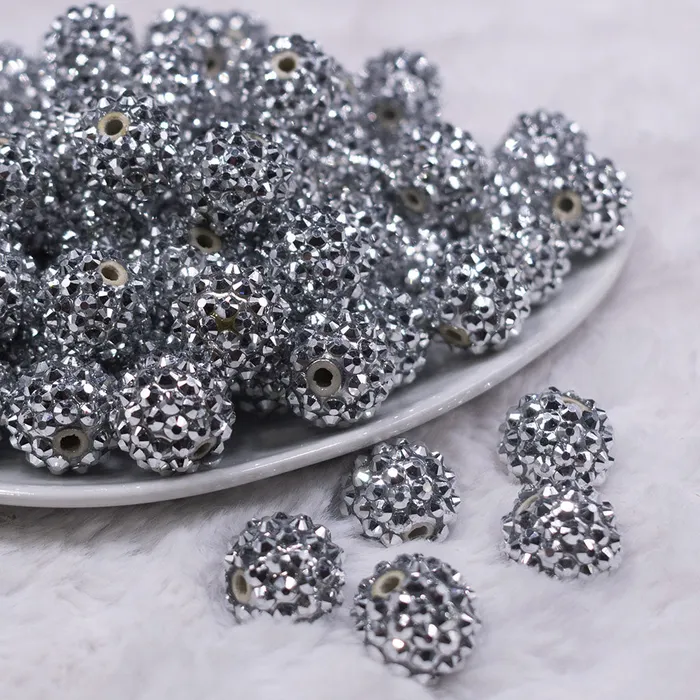 The BumbleBead Company Rings 16mm Silver Rhinestone Chunky Bubblegum Jewelry Beads The BumbleBead Company Rings 16mm Silver Rhinestone Chunky Bubblegum Jewelry Beads