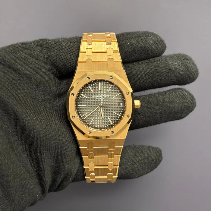 Watches Happy Jewelers Audemars Piguet Royal Oak 39mm Grey Dial Watch Ref 16202OROO1240OR02 Watches Happy Jewelers Audemars Piguet Royal Oak 39mm Grey Dial Watch Ref 16202OROO1240OR02