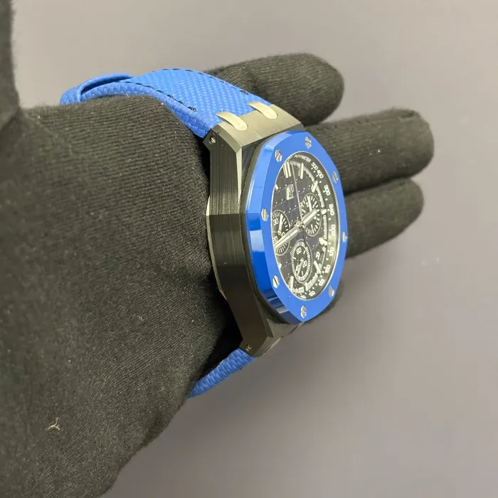 Watches Happy Jewelers Audemars Piguet Royal Oak Offshore 43mm Blue Dial Watch Ref 26420CEOOA043VE01 Watches Happy Jewelers Audemars Piguet Royal Oak Offshore 43mm Blue Dial Watch Ref 26420CEOOA043VE01