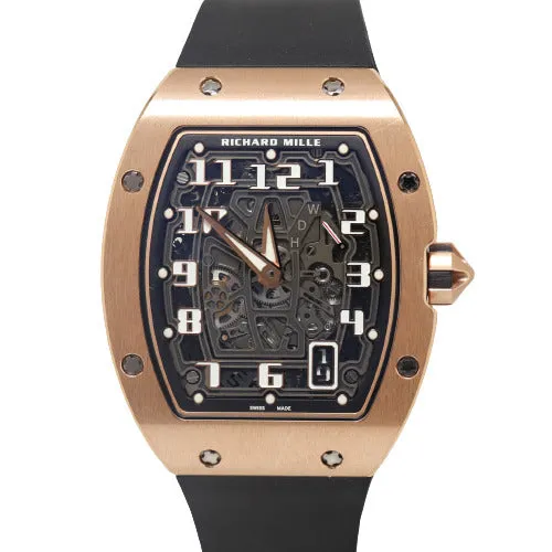 Watches Happy Jewelers Richard Mille Mens Extra Flat Automatic Rose Gold Skeleton Dial Watch Reference RM6701