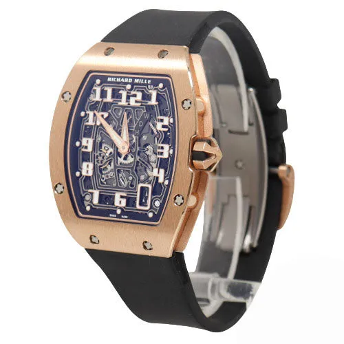 Watches Happy Jewelers Richard Mille Mens Extra Flat Automatic Rose Gold Skeleton Dial Watch Reference RM6701