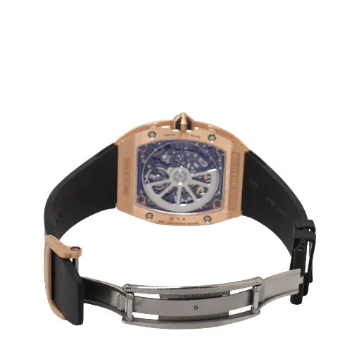 Watches Happy Jewelers Richard Mille Mens Extra Flat Automatic Rose Gold Skeleton Dial Watch Reference RM6701