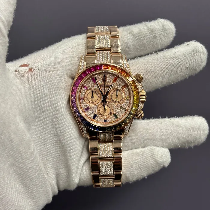 Watches Happy Jewelers Rolex Daytona 40mm Pave Dial Watch Ref 116505