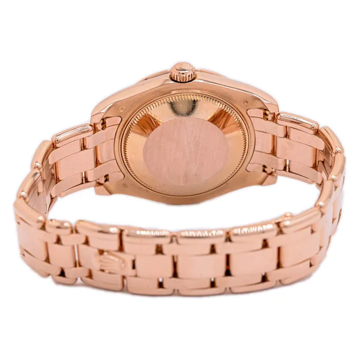 Watches Happy Jewelers Rolex Ladies Pearlmaster Rose Gold 34mm Chocolate Roman Diamond 6 Dial Watch Reference 81315