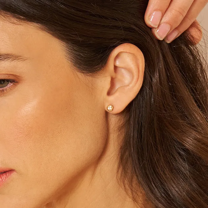 Womens Earrings 14k Gold Halo Clear CZ Womens Earrings Earrings