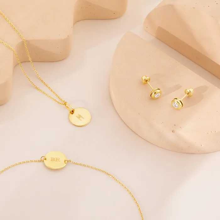 Womens Earrings 14k Gold Halo Clear CZ Womens Earrings Earrings