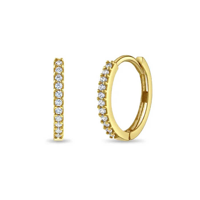 Womens Earrings 14k Gold Paved Hoop Womens Earrings Earrings