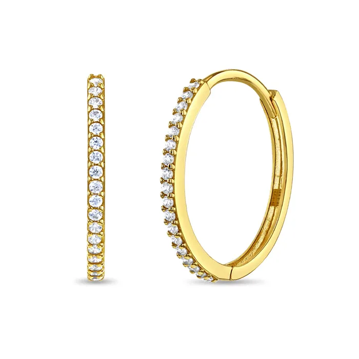 Womens Earrings 14k Gold Paved Hoop Womens Earrings Earrings