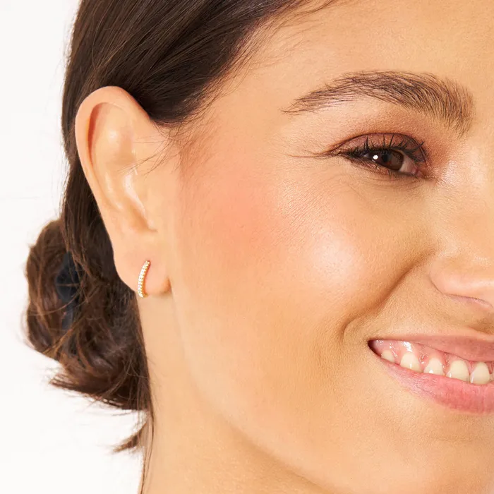 Womens Earrings 14k Gold Paved Hoop Womens Earrings Earrings