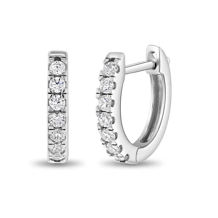 Womens Earrings Earrings Pave Hoop Womens Earrings Sterling Silver
