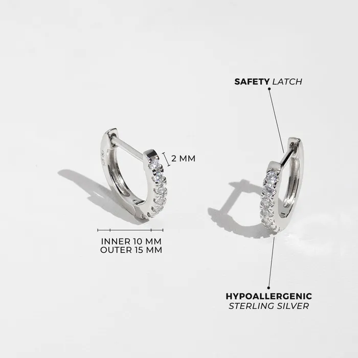 Womens Earrings Earrings Pave Hoop Womens Earrings Sterling Silver