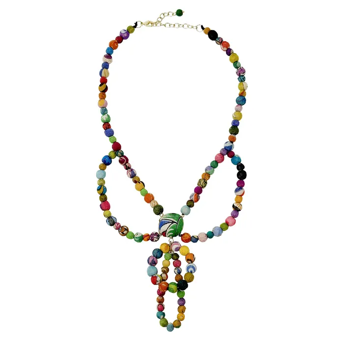 WorldFinds Necklaces Kantha Swathed Pendant Necklace