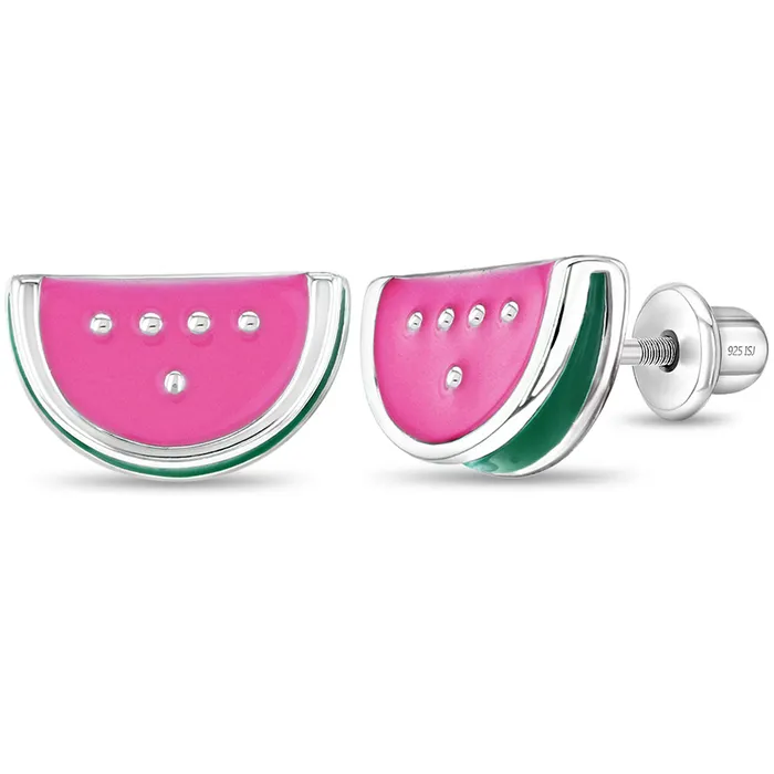 Yummy Watermelon Kids Childrens Girls Earrings Screw Back Enamel Sterling Silver Kids Final Sale Earrings Yummy Watermelon Kids Childrens Girls Earrings Screw Back Enamel Sterling Silver Kids Final Sale Earrings